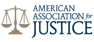 American Association for Justice logo with balanced scales of justice.