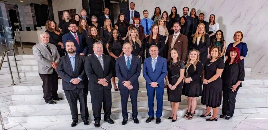 Group of lawyers standing together in a professional setting